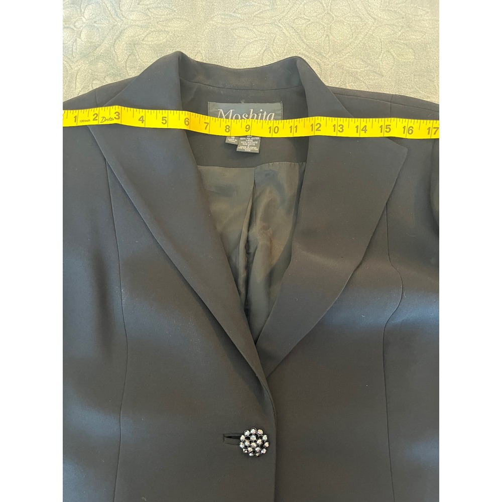Moshita Couture Womens Black Ruffled Sleeve Tailored Dressy Blazer Jacket‎ - Picture 4 of 7